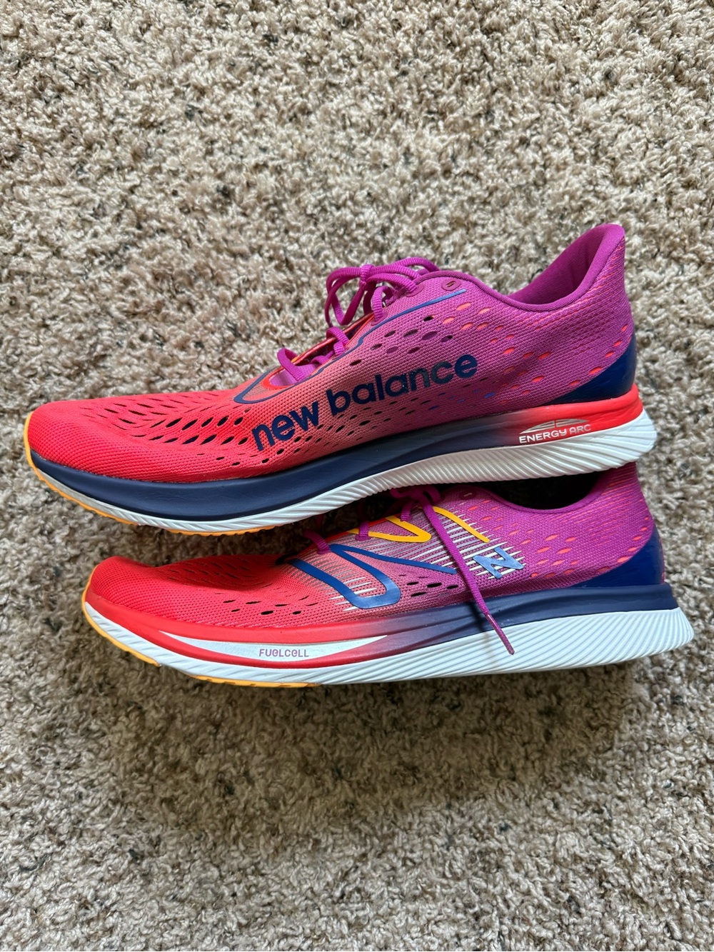 New Balance Women's Bright Pink and Coral FuelCell Running Sneakers - Picture 4 of 9
